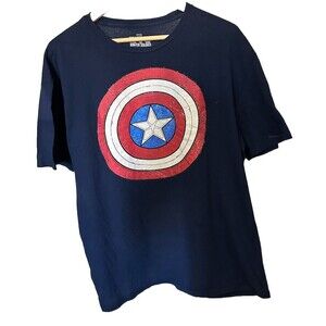 Marvel Captain America Men's XL Blue T-Shirt Blue Red White Logo Shield
